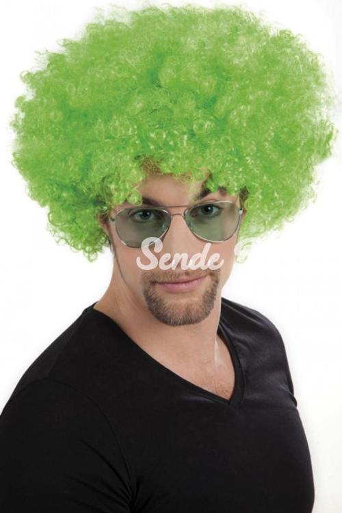 NessiWorld Yeşil Renk Kıvırcık Afro Bonus Peruk