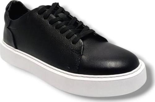 5087-25 Hakiki Deri Casual Erkek Ayakkabı Siyah Beyaz