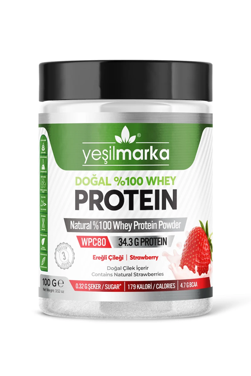 Doğal Whey Protein Tozu - Ereğli Çileği 100 g