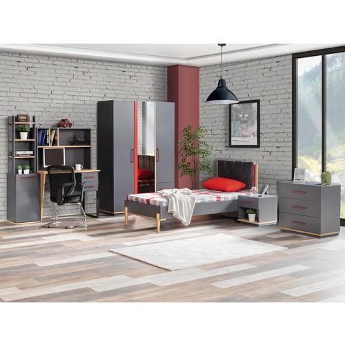 Antre Genç Odası - 3 Kapılı Dolap, Karyola, Komodin, Masa, Şifonyer