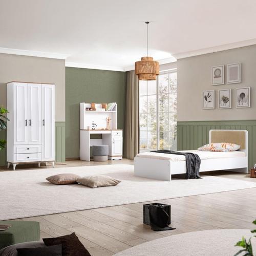 Linda Genç Odası - 3 Kapılı Dolap, Karyola, Çalışma Masası