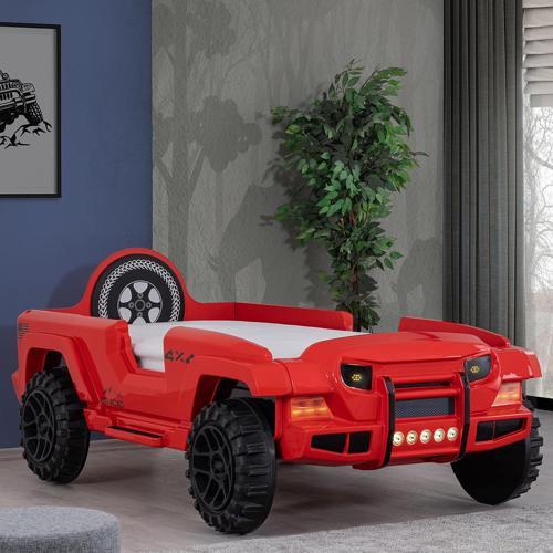 Arabalı Yatak, Jeep Arabalı Yatak - Kırmızı