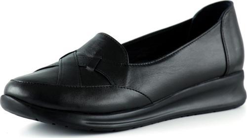 Mammina Siyah Hakiki Deri Çapraz Bant Detaylı Slip-On Günlük Ayakkabı