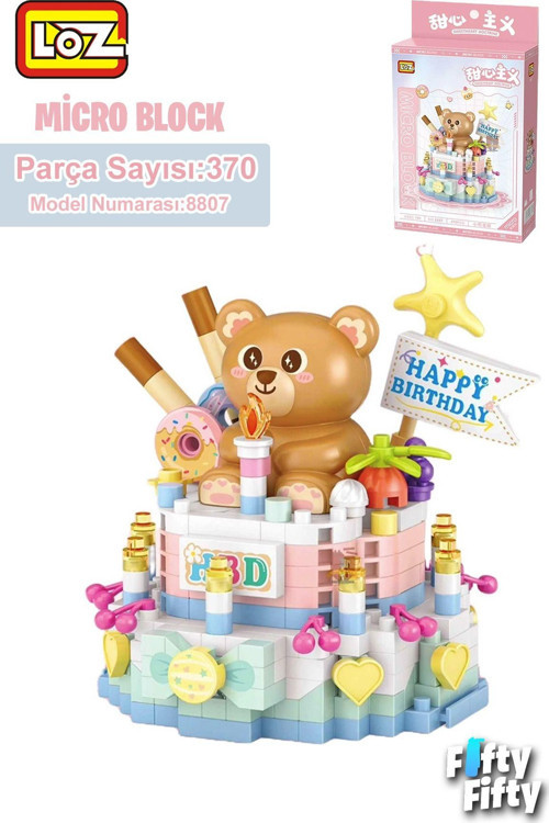 LOZ Micro Block Serisi Sevimli Pasta 370 Parça Oyuncak Yapım Seti FFLZ-8807