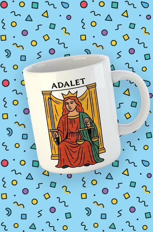 Kartura Koleksiyonu – Tarot Adalet Kartı Özel Tasarım Kupa Bardak