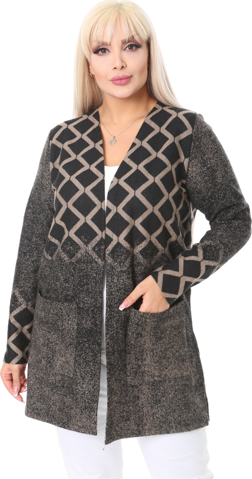 Butik Vizon Baklava Desen Kısa Büyük Beden Kadın Hırka