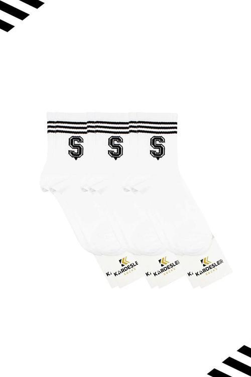 Unisex Ş Harfi Desenli Tenis Çorap (HARFLİ ÇORAP) 3 Çift