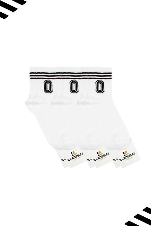 Unisex O Harfi Desenli Tenis Çorap (HARFLİ ÇORAP) 3 Çift