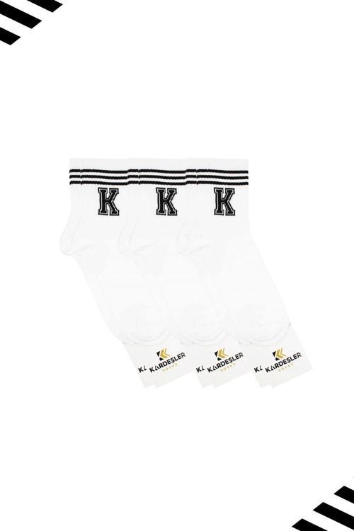Unisex K Harfi Desenli Tenis Çorap (HARFLİ ÇORAP) 3 Çift