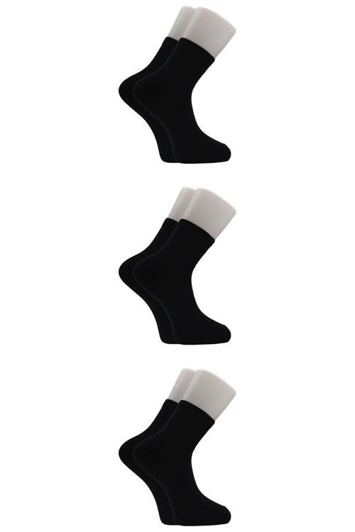 Unisex Siyah Yarım Konç Tenis Çorap Kolej 3'lü Paket