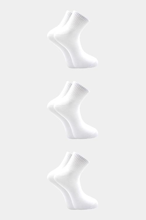 Unisex Beyaz Yarım Konç Tenis Çorap Kolej 3'lü Set