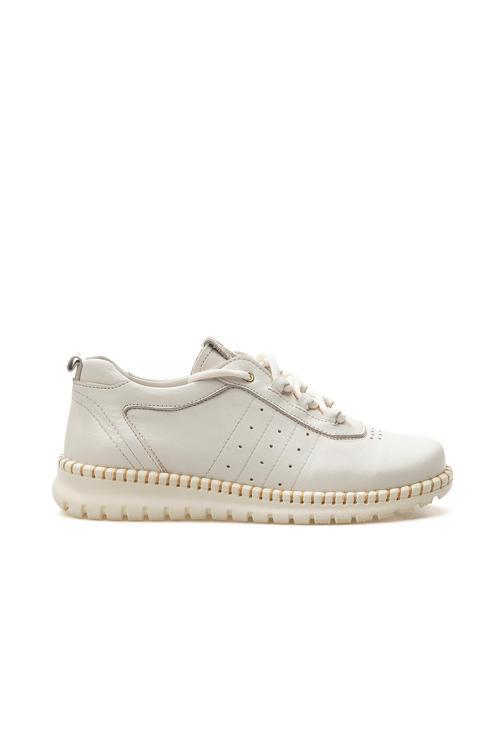 Kadın Hakiki Deri Günlük Sneaker Ayakkabı 25y D25ya-3275 Z Krem