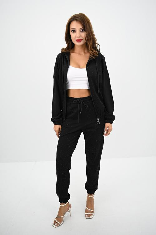 Kadın Taş Baskılı Uzun Kollu Eşofman Takımı 4136-25