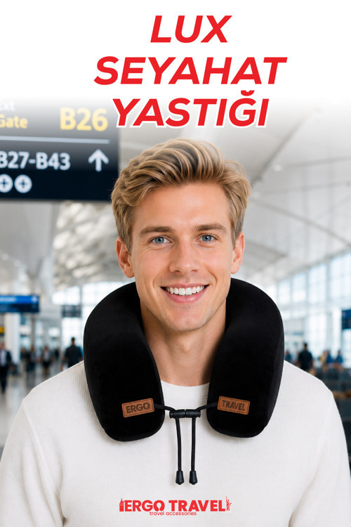 Lux Ortopedik Seyahat Yastığı Visco Boyun Destekli Seyahat Yastığı - Siyah | Ergo Travel