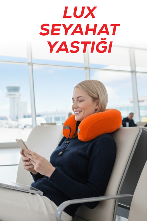 Lux Ortopedik Seyahat Yastığı Visco Boyun Destekli Seyahat Yastığı - Turuncu | Ergo Travel
