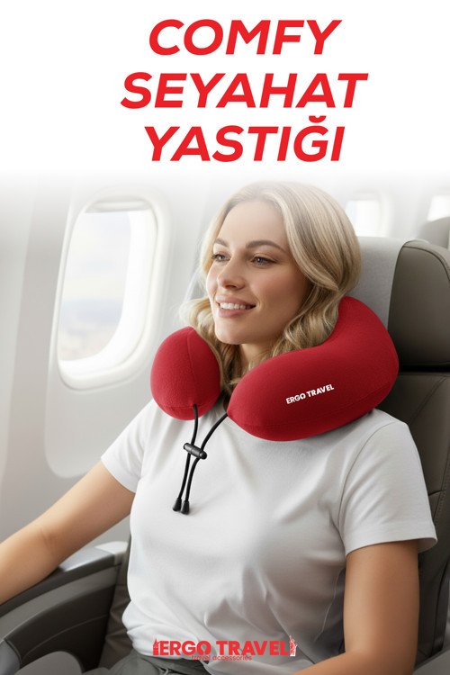 Comfy Ortopedik Seyahat Yastığı Visco Boyun Destekli Seyahat Yastığı - Kırmızı | Ergo Travel