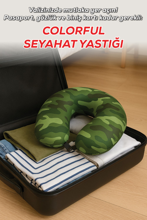 Viscofoam Colorful Ortopedik Seyahat Yastığı Visco Boyun Destekli Seyahat Yastığı - Kamuflaj | Ergo Travel 4