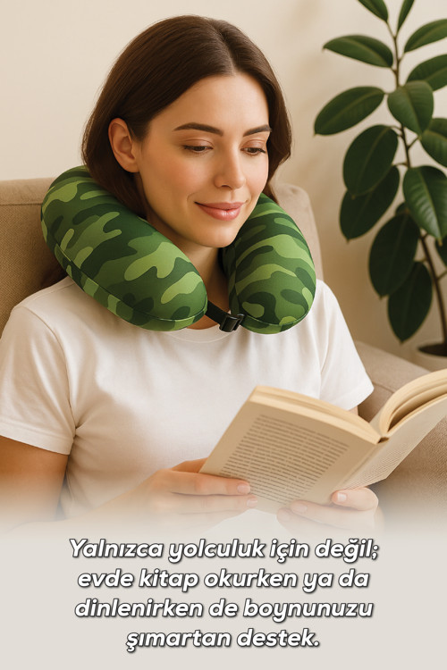 Viscofoam Colorful Ortopedik Seyahat Yastığı Visco Boyun Destekli Seyahat Yastığı - Kamuflaj | Ergo Travel 5