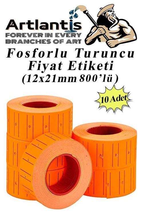 Fiyat Etiketi Turuncu 800'lü 10 Paket 12x21mm Fosforlu Turuncu Fiyat Etiketi Mx-5500 M5500 Hg979 Motex Etiket Mak Yedeği