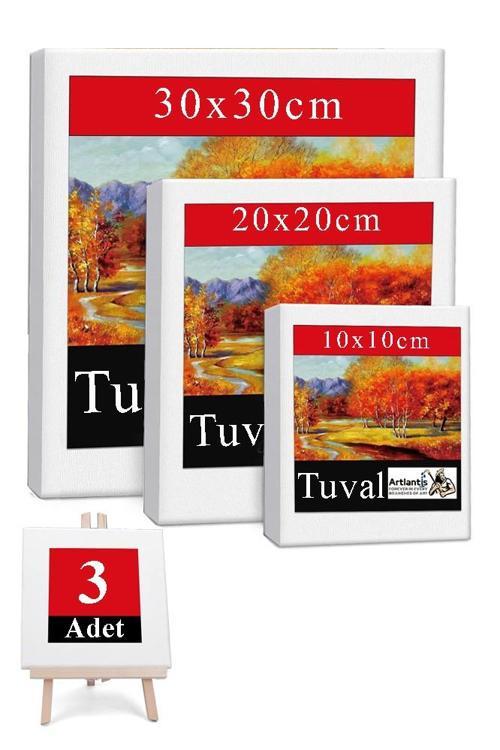 Kare Tuval 3 Adet 10x10 20x20 30x30 cm Boş Tuval Tablo Arkadan Zımbalı Resim Tuvali Akrilik Boya Yağlı Boya Sanat Hobi