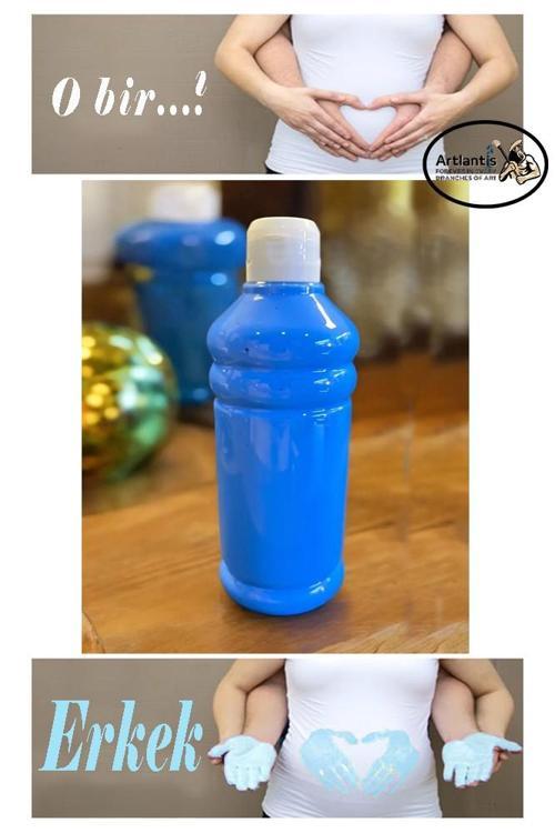 Mavi Cinsiyet Belirleme Parmak Boyası 1 Adet 500 ml Kız Cinsiyet Açıklama Boyası Yıkanabilir Zararsız