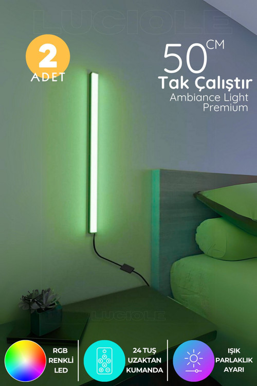 2 Adet Mini Led Lambader Uzaktan Kumandalı 4 Farklı Mod - 16 Farklı Renk Minima