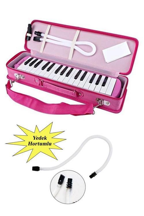 Pembe Melodika 32 Tuş Bez Çantalı Yedek Hortumlu 1 Adet Ticon 32 Tuşlu Melodika Çantalı