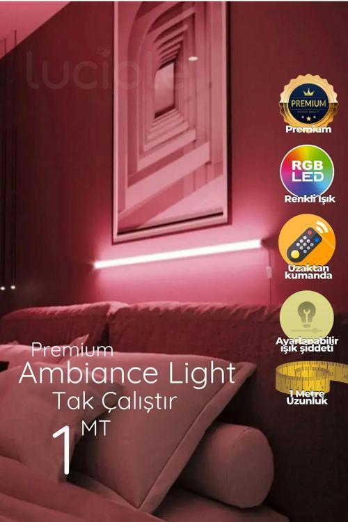 Çok Renkli Led Işık Yapışkanlı 1 Metre Her Alana Uygun Uzaktan Kumandalı Xpembe1X