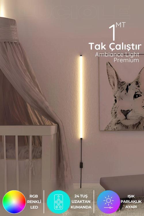 Köşe Led Lambader Aplik Gece Lambası Yatak Üstü Çok Özellikli 16 Renkli 4 Animasyonlu Ksarı1