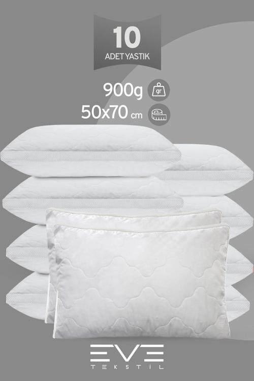 10 Adet Klimax Beyaz Serisi Kılıflı Fermuarlı Klimali Antialerjik Silikon Nano Elyaf Yastık 50x70cm 
