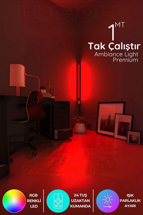 Led Aplik Işık Uzaktan Kumandalı Renk Animasyon Yapışkanlı Köşe Aplkdvrrkı