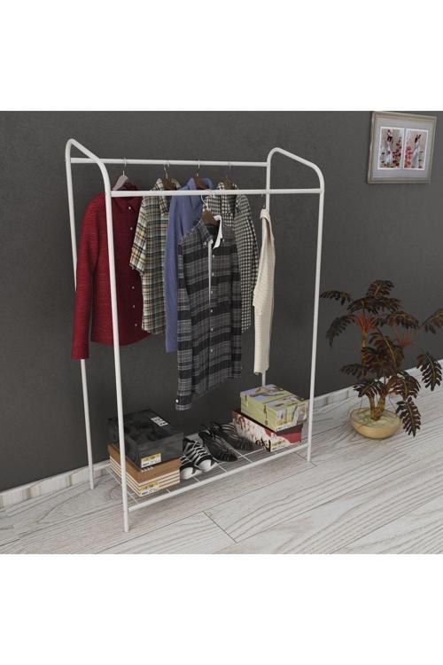 Armin Çiftli Beyaz Konfeksiyon Askısı Butik Konsept Elbise Askılığı