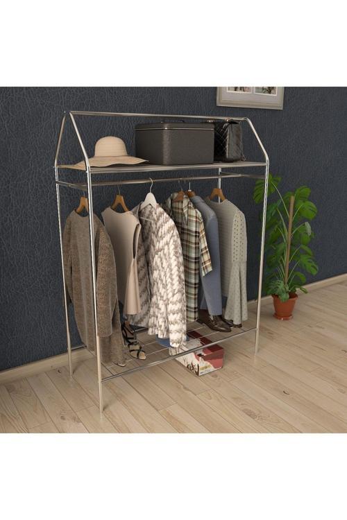 Home Hanger Krom Konfeksiyon Askısı Butik Konsep Askı Sabit Raflı Askılık