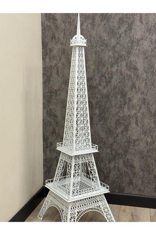 Metal Eyfel Kulesi Cnc Kesim Beyaz Renk