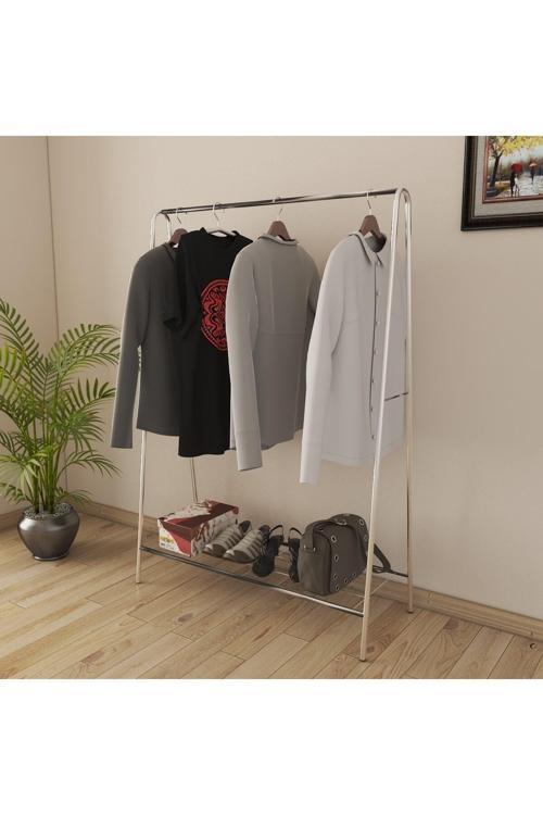 Oval Telli Krom Ayaklı Elbise Askılığı Elbise Askılığı Büyük Ayakli Askılık Portmanto