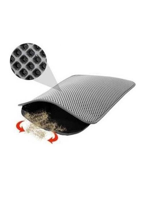 Kedi Tuvalet Önü Elekli Eva Kum Paspası Kaliteli Siyah-Gri Tonlarında 70x50 cm