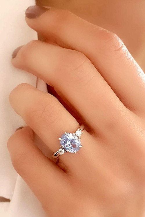 Sky Diamond Blue Creative Sapphire 925ayar Gümüş Lüks Tek Taş Yüzük