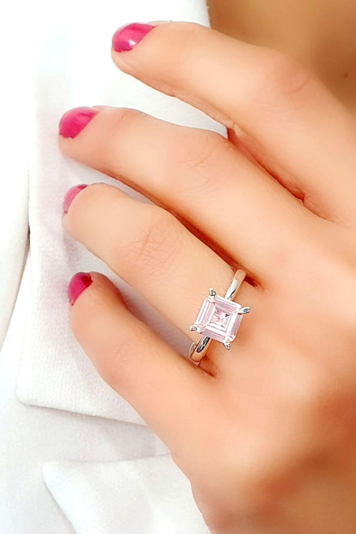 Sky Diamond Pink Morganit Taşlı 925 ayar Gümüş Lüks Yüzük