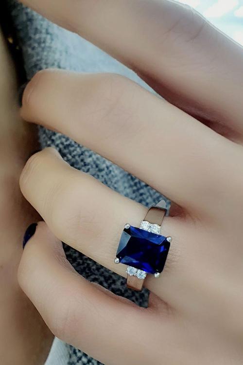 Sky Diamond Blue Creative Sapphire 925ayar Gümüş Lüks Baget Yüzük 