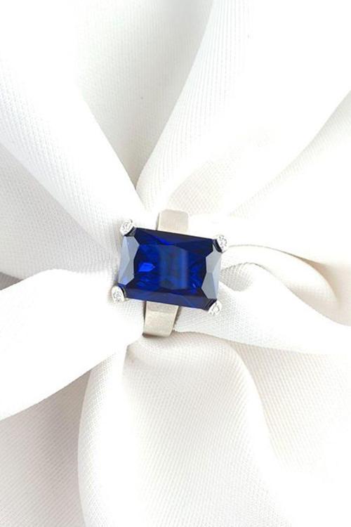 Sky Diamond Blue Creative Sapphire 925 ayar Gümüş Lüks Yüzük