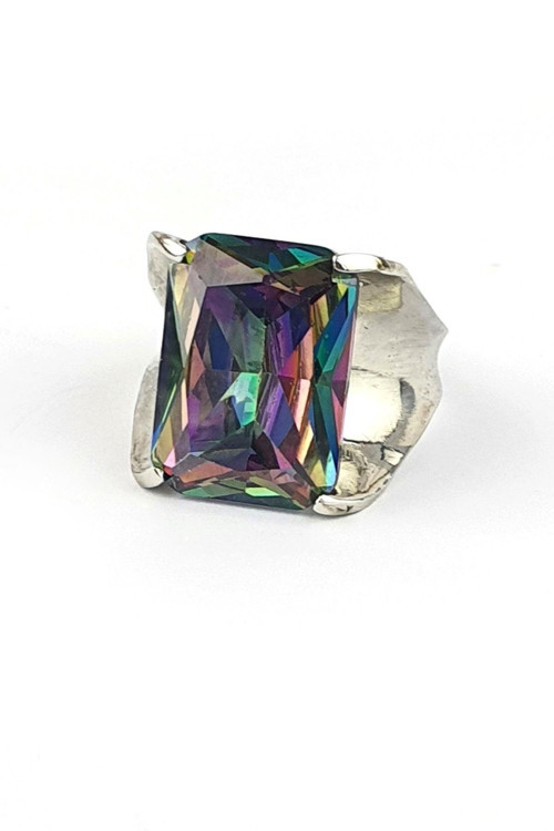 Mistik Topaz Taşlı 925ayar Gümüş Tasarım Tek Taş Yüzük