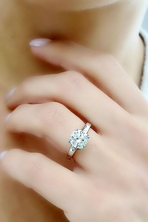 Sky Diamond Taşlı 925ayar Gümüş Üzerine Beyaz Altın Kaplama Tek Taş Yüzük