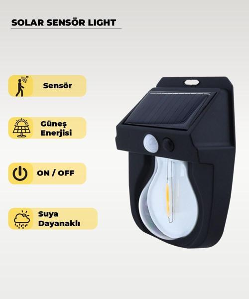 Led Ampullü Solar Aplik 3200K Sarı Işık