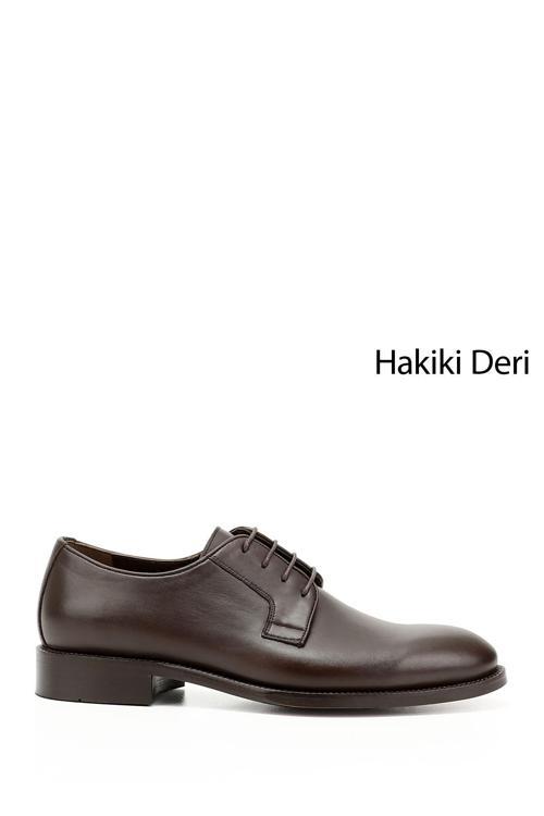 Erkek Kahve Antik Bağcıklı Hakiki Deri Klasik Ayakkabı
