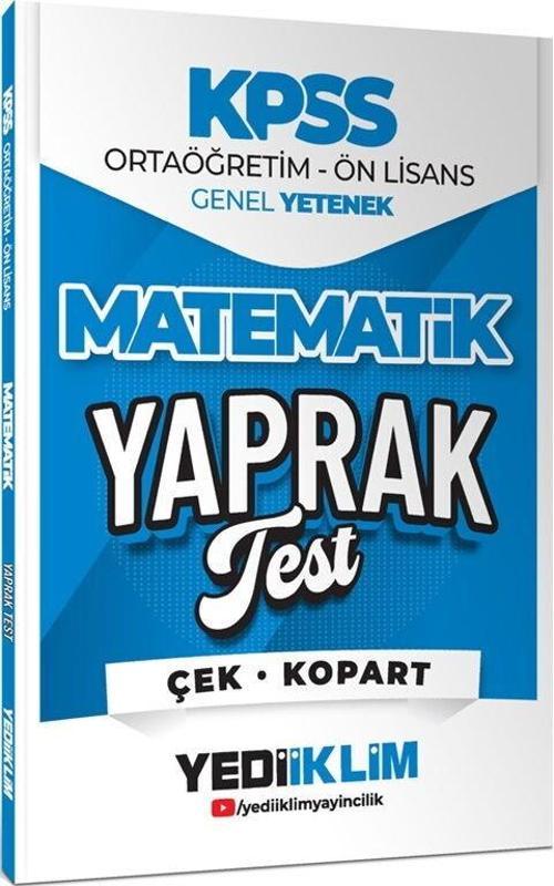 2026 KPSS Ortaöğretim Önlisans Matematik Çek Kopart Yaprak Test Yediiklim Yayınları