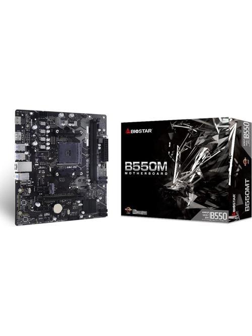 BIOSTAR B550MTDDR4 SATA3 M2 PCIe NVME HDMI DVI PCIe 16X v3.0 AM4 mATX + AMD Ryzen 5 5500 + AMD Orijinal Fan
