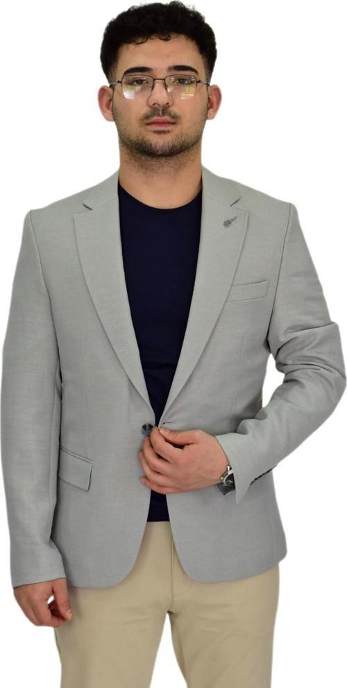 Erkek Gri Tek Spor Ceket Çift Yırtmaçlı BGL-ST04465