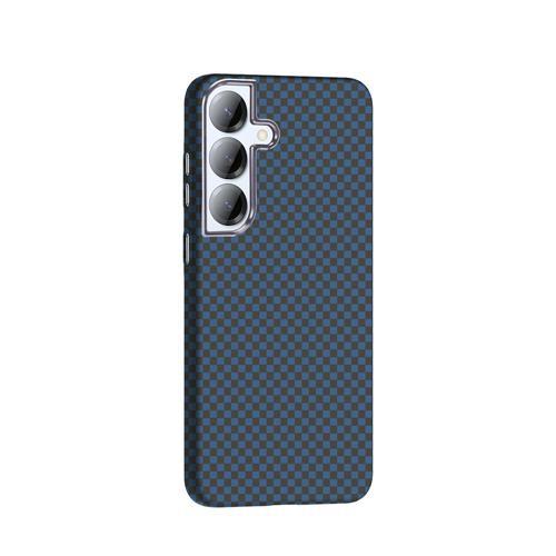 Galaxy S25 Kılıf M-safe Şarj Özellikli Karbon Fiber Görünümlü Gros Kapak Lacivert