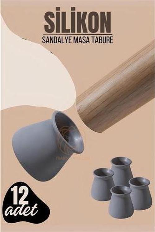 Masa ve Sandalye Ayak Koruyucu Silikon Zemin Koruyucu GRİ 12 ADET