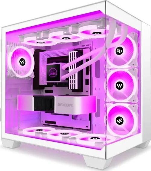 ATX Mid Tower Çift Temperli Camlı Oyun Bilgisayarı Kasası WHITE